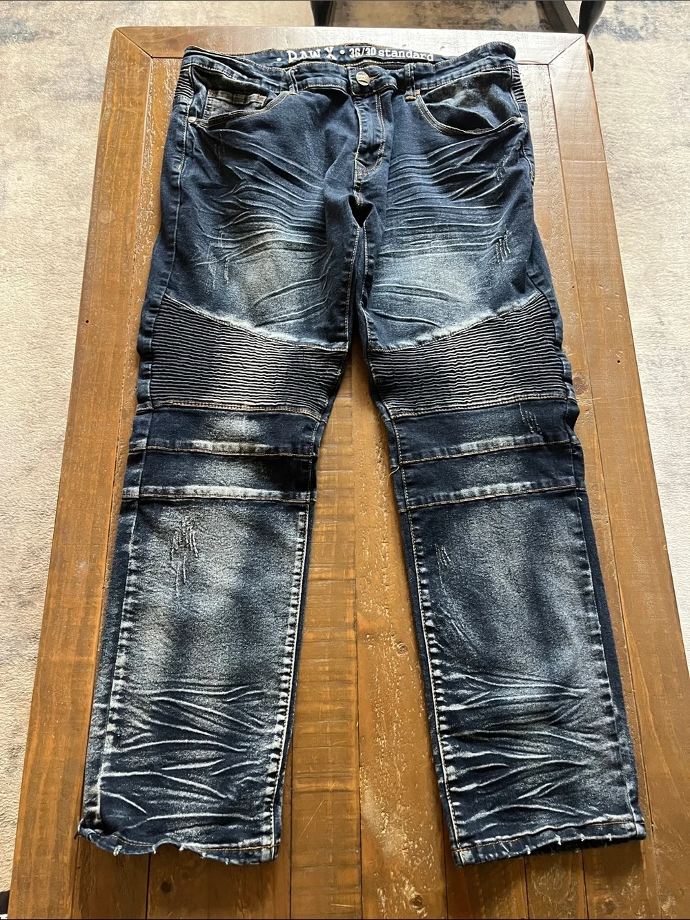 Men's Skinny Ribbed Knee Jeans - Dark Blue
